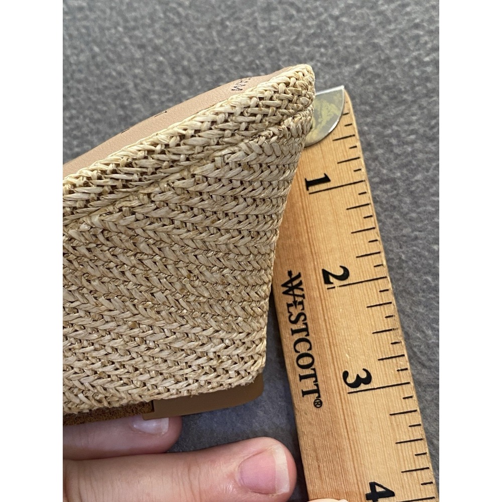New! A New Day Women's Size 6 Natural Straw Textured Open Toe Wedges Memory Foam - Picture 4 of 8